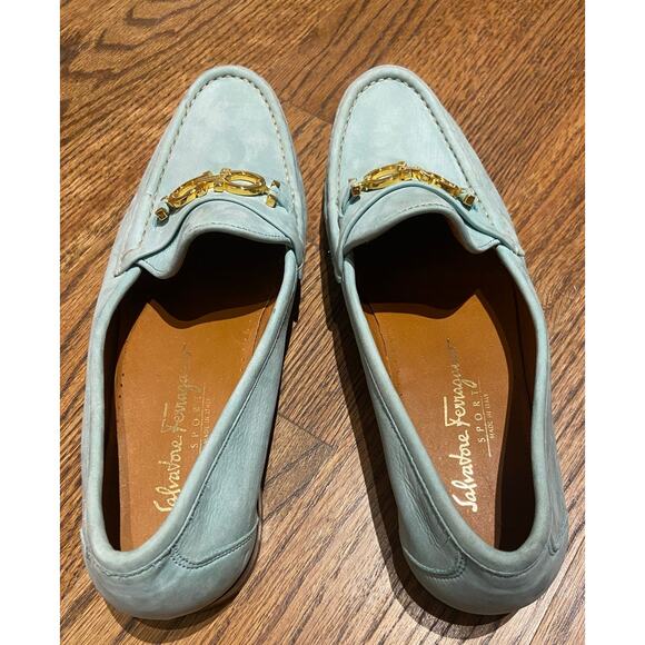 NWOT Salvatore Ferragamo Sport suede Gancini blue Horse Bit Driving loafer 10 B - Picture 8 of 10